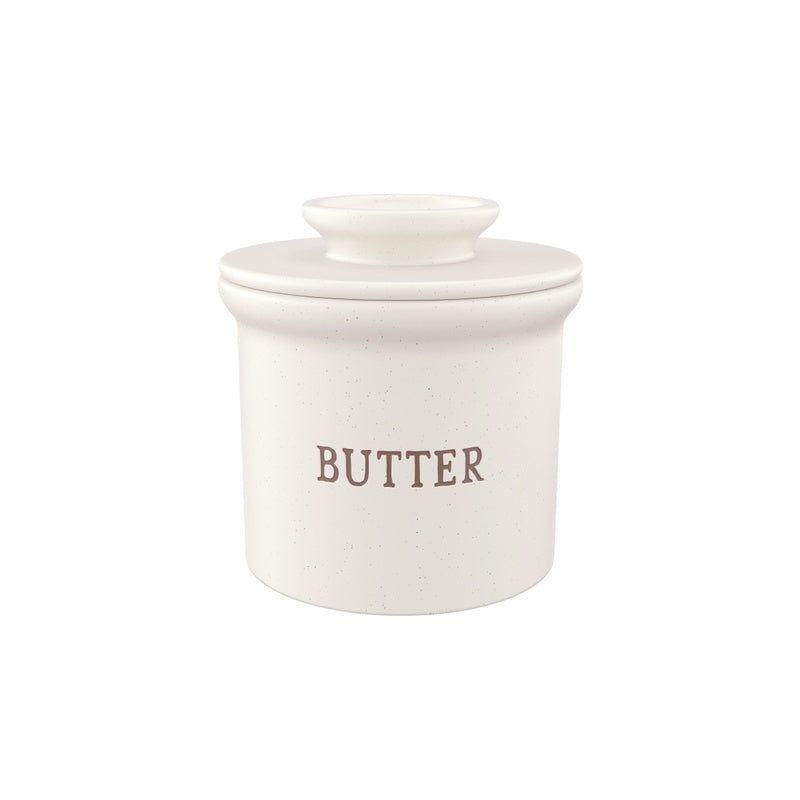 Speckled Cream Ceramic Butter Keeper Dish with Lid