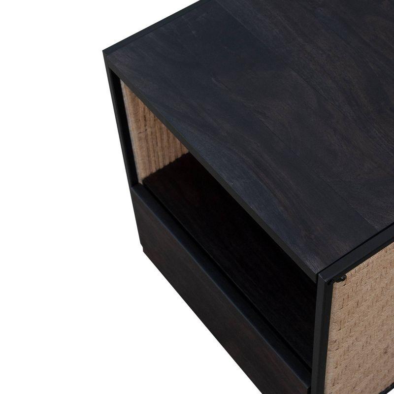 21" Handcrafted Acacia Wood Nightstand Brown/Black - The Urban Port