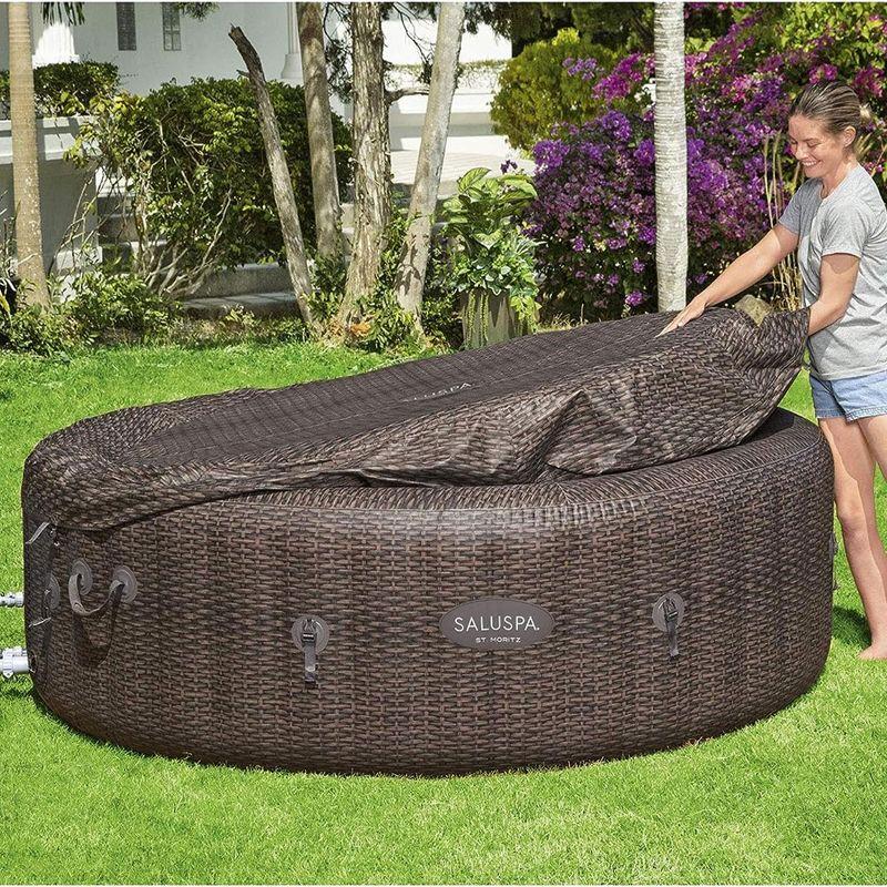 Bestway SaluSpa St. Moritz AirJet 2 to 7 Person Inflatable Hot Tub Round Portable Outdoor Spa with 180 Soothing AirJets and Cover, Brown