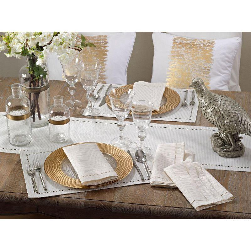 Ivory Hemstitched Design Fabric Placemats, Set of 12