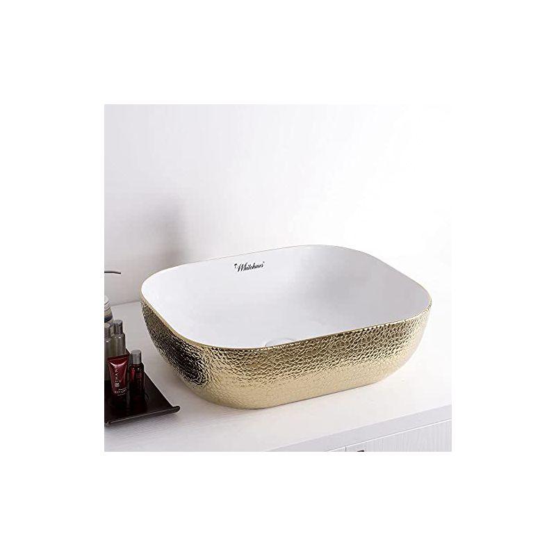 ALFI Isabella Plus Collection Rectangular Above Mount Basin with an Embossed Exterior, Smooth Interior, and Center Drain