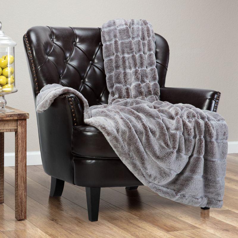 Chanasya Frost Tip Fur Throw Blanket - Reversible Mink Blanket