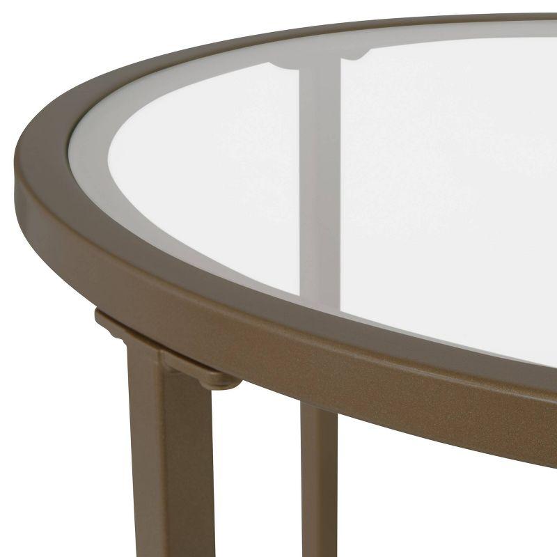 studio designs Camber Modern Round Nesting Side Table Set Bronze: 2-Piece, Tempered Glass, Metal Frame