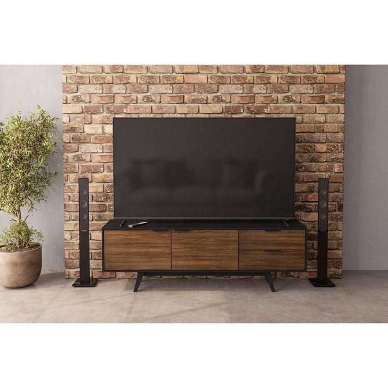 Laos TV Stand for TVs up to 78" Dark Brown/Black - Polifurniture: Entertainment Center with Storage Drawer