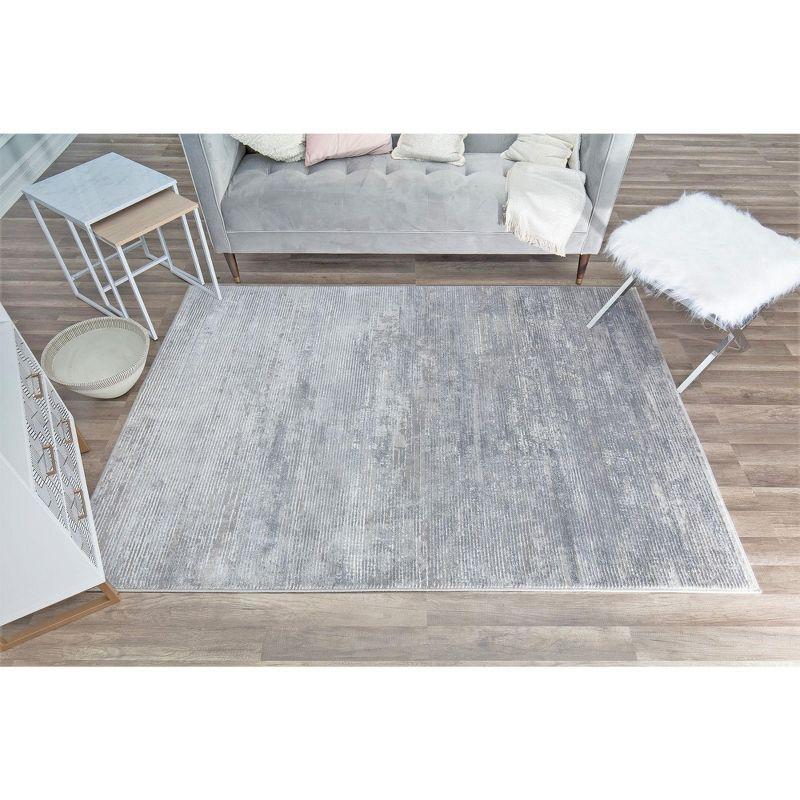 Gray Abstract 5' x 7' Stain-Resistant Synthetic Area Rug