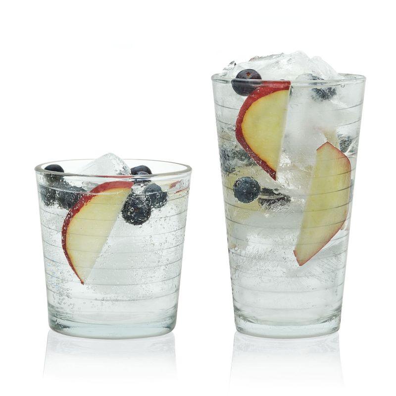 Textiles Hub Hoops 16-Piece Tumbler And Rocks Glass Set