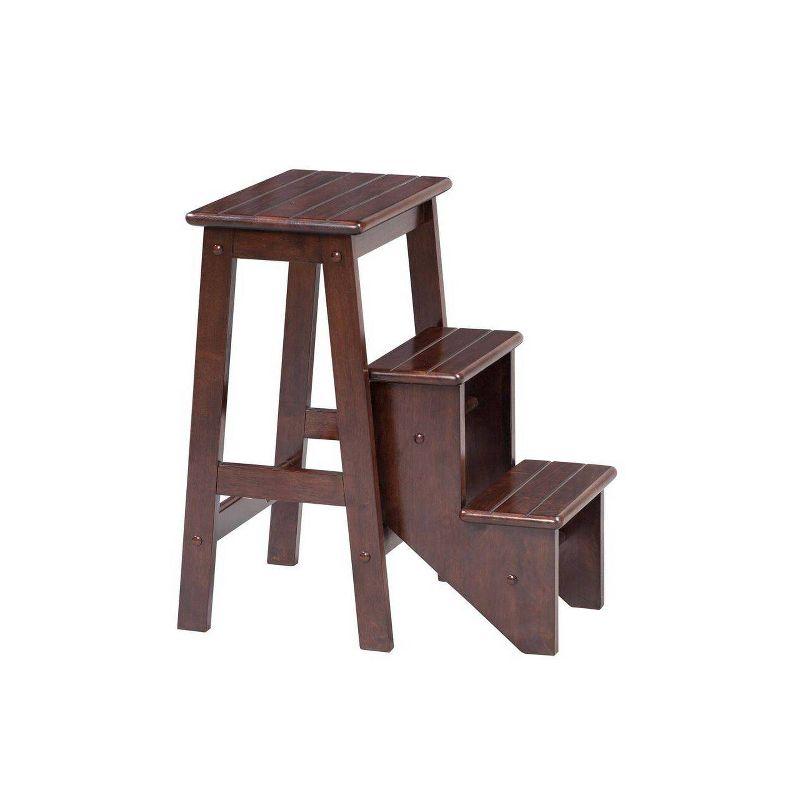 Boraam 24" Industries Folding Step Stool - Dark Cappuccino: Hardwood, Lacquered, 300lb Capacity