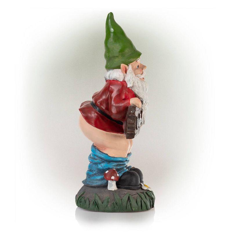 22"H Ceramic Outdoor Sculpture - Alpine Corporation: Garden Gnome with Welcome Sign, Mythical Decor