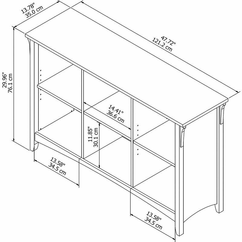 Bush Furniture 29.96" Salinas 6 Cube Organizer In Antique White: Mid-Century Modern Style, MDF Laminate, Metal Hardware