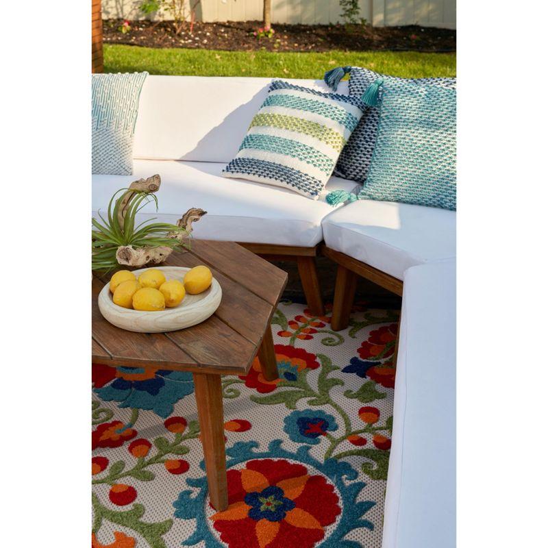 Nourison Aloha Floral Textured Flatweave High-Low Indoor Outdoor Area Rug Multicolor 7'10" x 10'6"