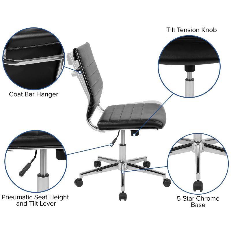 Merrick Lane Ergonomic Swivel Office Chair Ribbed Back and Seat Mid-Back Armless Computer Desk Chair with Metal Base