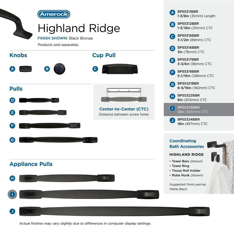 Amerock Highland Ridge 12 inch (305mm) Center-to-Center Black Bronze Appliance Pull