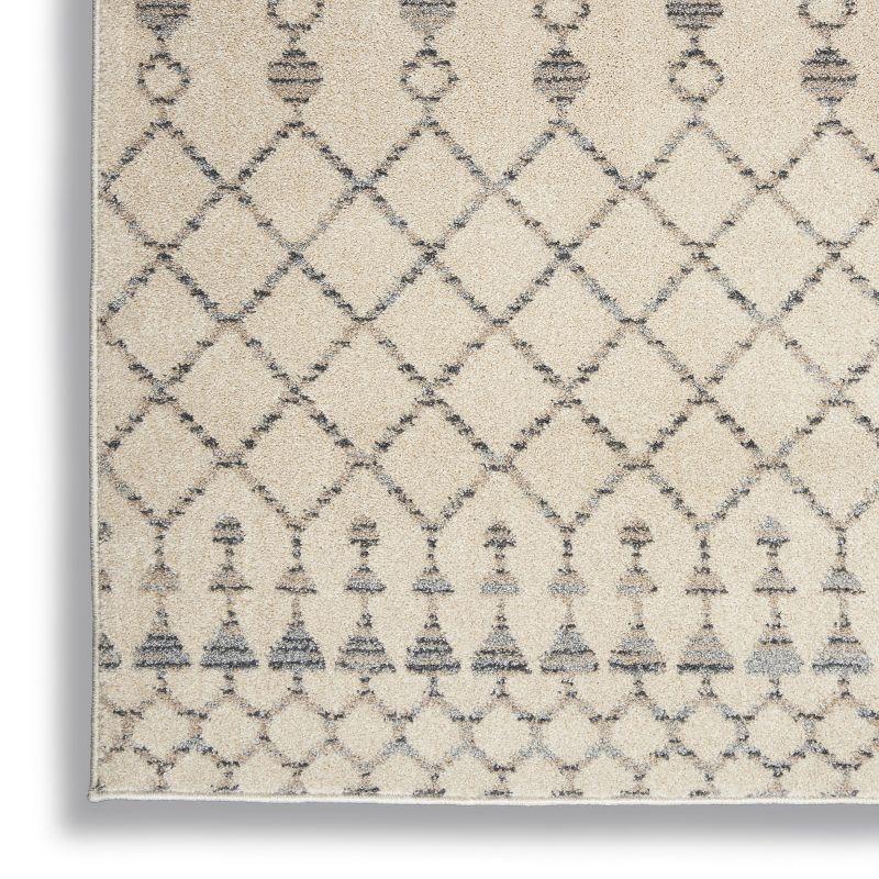 Beige/Grey Geometric Hand-knotted Synthetic Area Rug 5'3" x 7'3"