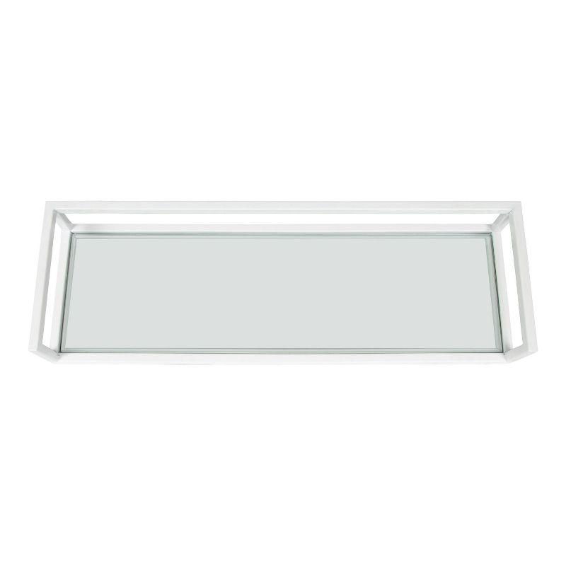 24" x 8" x 3" Blex Metal and Glass Wall Shelf White - Kate & Laurel All Things Decor: No Assembly, Open Shelving Design