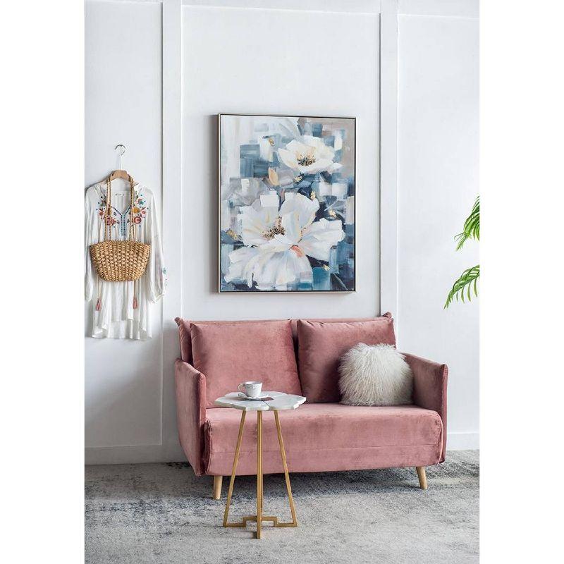 32.5"x40" Blooming Florals Hand Painted Wall Art with Polystyrene Frame - A&B Home: Contemporary Botanical Canvas