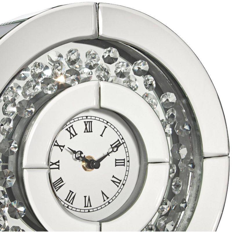 Dahlia Studios Claudyn 12" High Mirrored and Crystal Table Clock