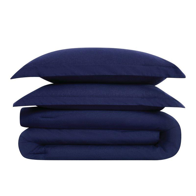 Brooklyn Loom 3pc King Flax Linen Comforter Set Navy Blue
