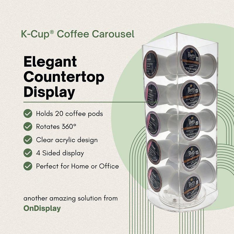 OnDisplay Luxe Acrylic Coffee Pod Carousel Holder - Holds 20 Capsules - Compatible with Keurig® K-Cups