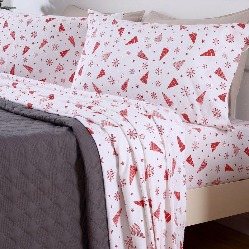 Christmas Printed Cotton Flannel Sheet Set