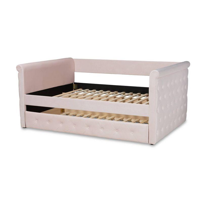 Amaya Velvet Daybed with Trundle - Baxton Studio