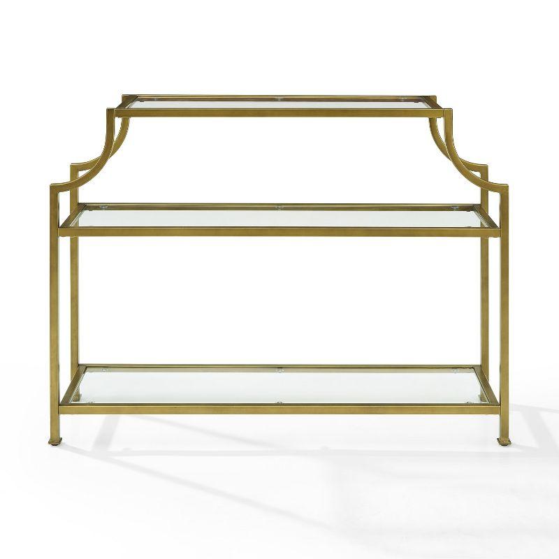 Aimee Console Table - Crosley: Elegant Steel Frame, Clear Glass Top, Fixed Shelf, Entryway Furniture