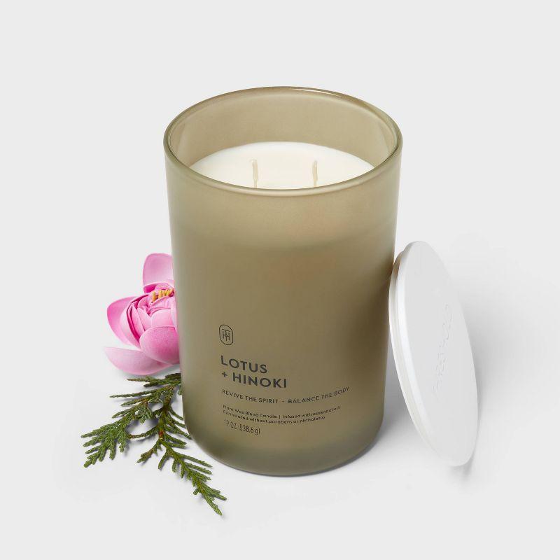 2 Wick Glass Lotus and Hinoki Jar Candle 19oz - Threshold™