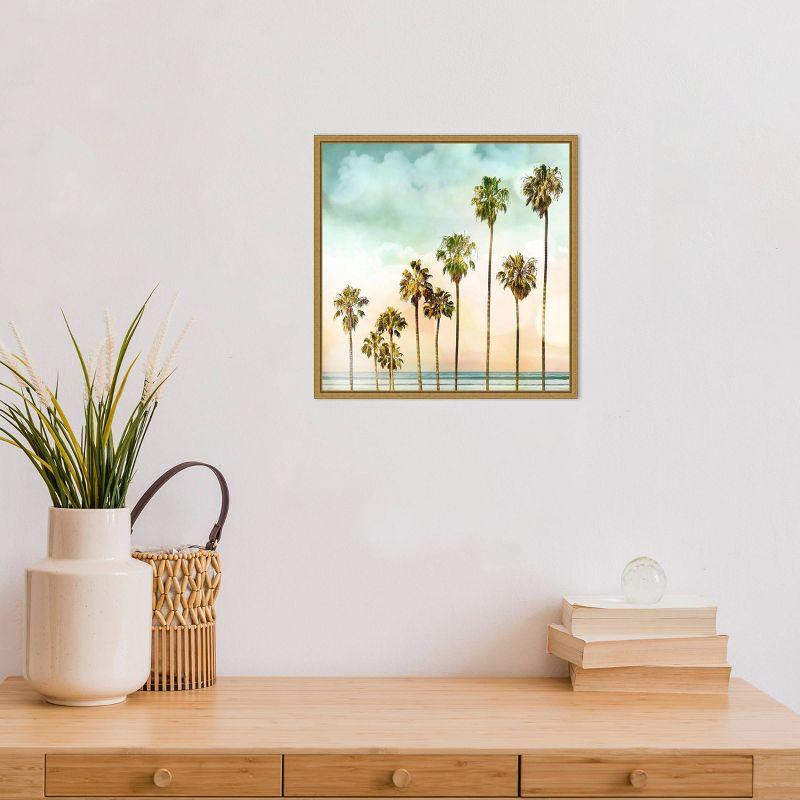 16" x 16" Beach Palms I by Devon Davis Framed Canvas Wall Art - Amanti Art: Modern Style, Nature Lithograph