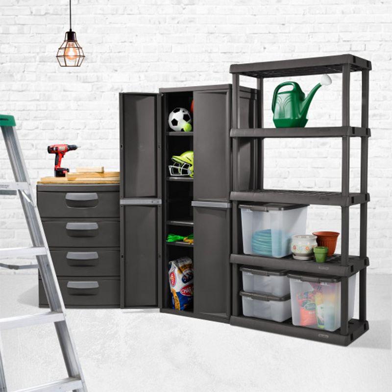 Sterilite Sterilite Adjustable 4-Shelf Gray Storage Cabinet With Doors (Set of 2)