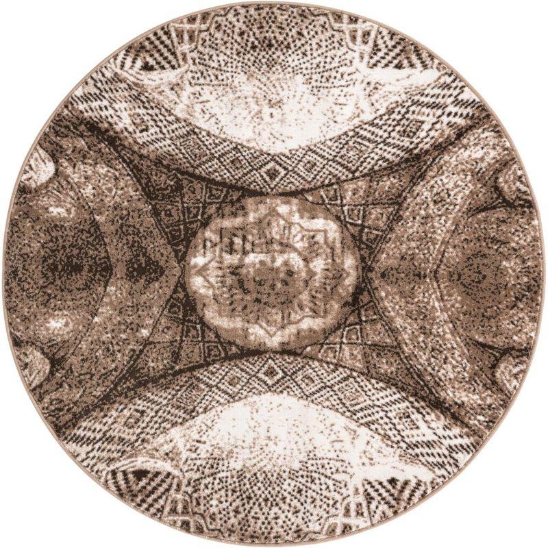 Unique Loom 5' 3 x 5' 3 Sofia  Albert Brown Round Area Rug