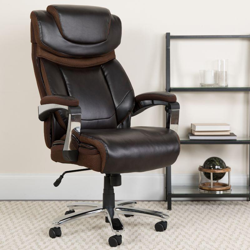 Flash Furniture Esmeralda Big & Tall LeatherSoft Ergonomic Office Chair with Headrest and Armrests