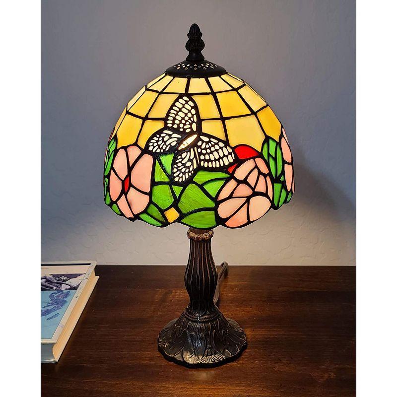 Amora Lighting Tiffany Style Floral Mini Table Lamp 15 Inch High