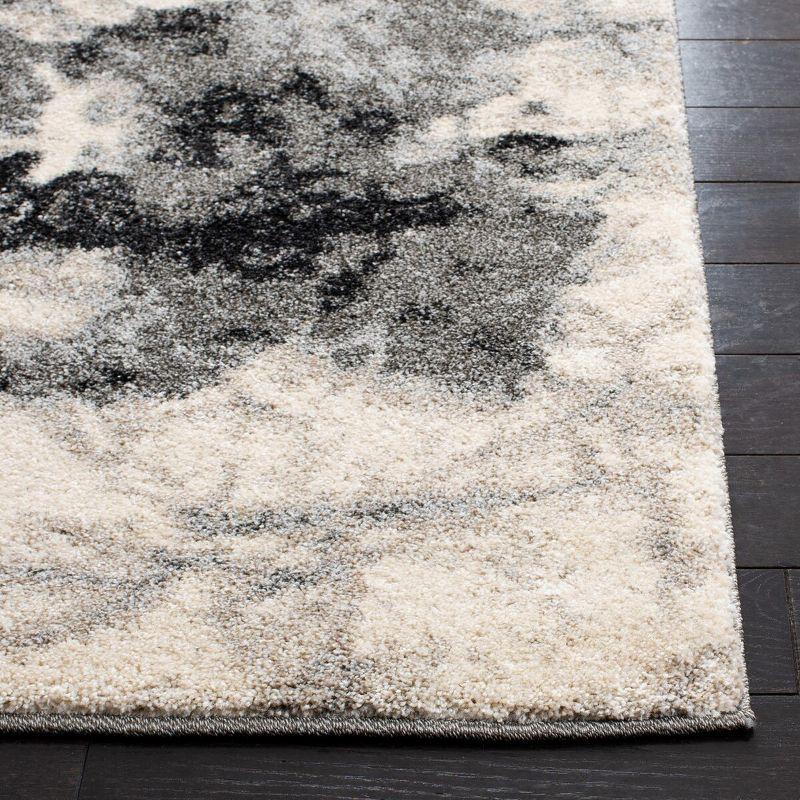 Luxurious Abstract Shag Area Rug 4' x 6' in Cream and Gray