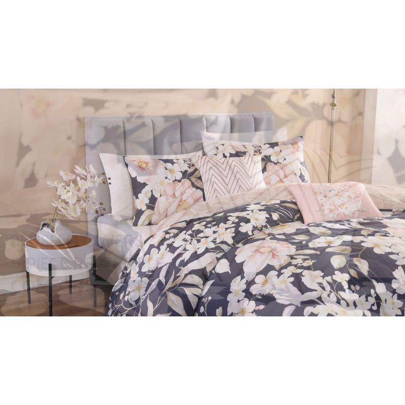 Blush Floral Cotton Reversible Full Comforter Set