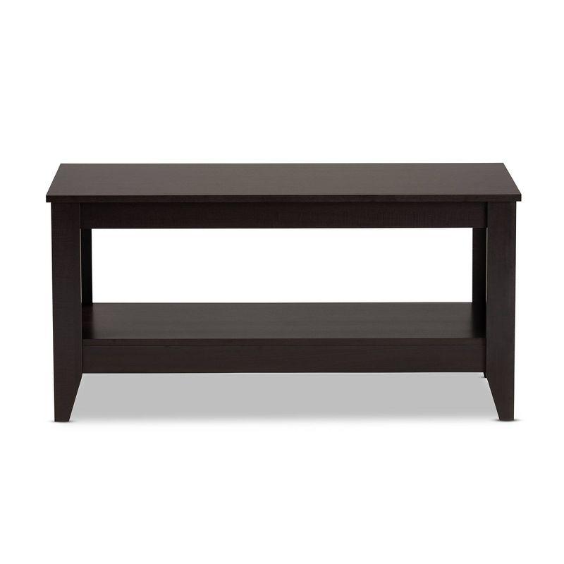 Elada 40'' Dark Wenge Brown Wood Rectangular Coffee Table