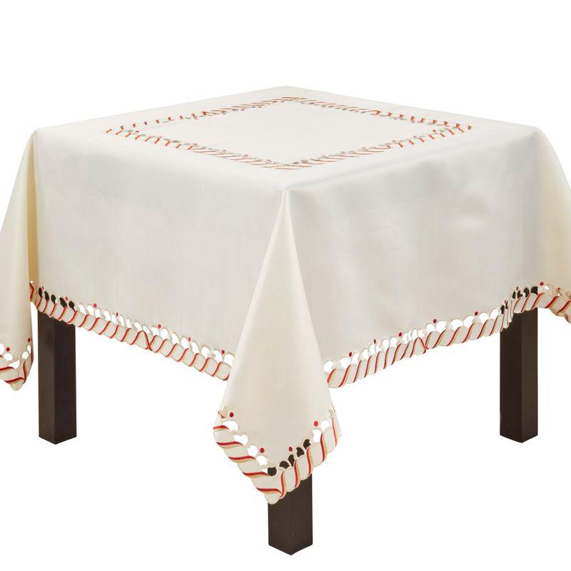 Saro Lifestyle Candy Cane Design Holiday Christmas Tablecloth