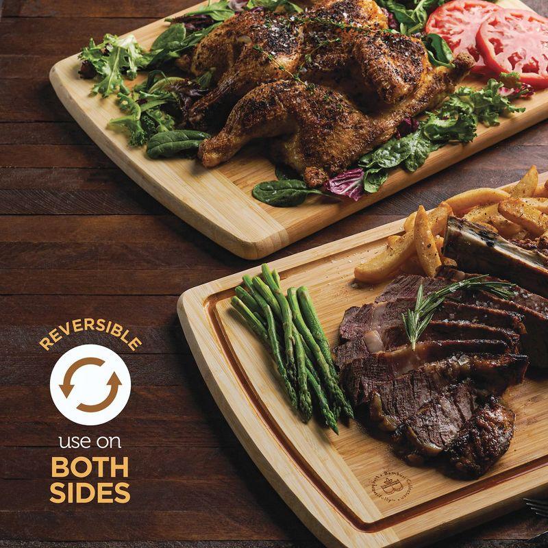 Large Cutting Board for Kitchen - Bamboo Wood Cutting Board with Juice Groove - Charcuterie Boards & Chopping Butcher Block for Meat, Serving Tray