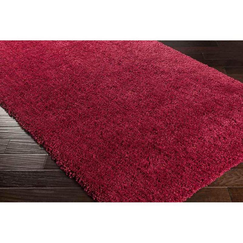 Perugia Burgundy Hand-Knotted Synthetic Fur Area Rug, 5' x 7'