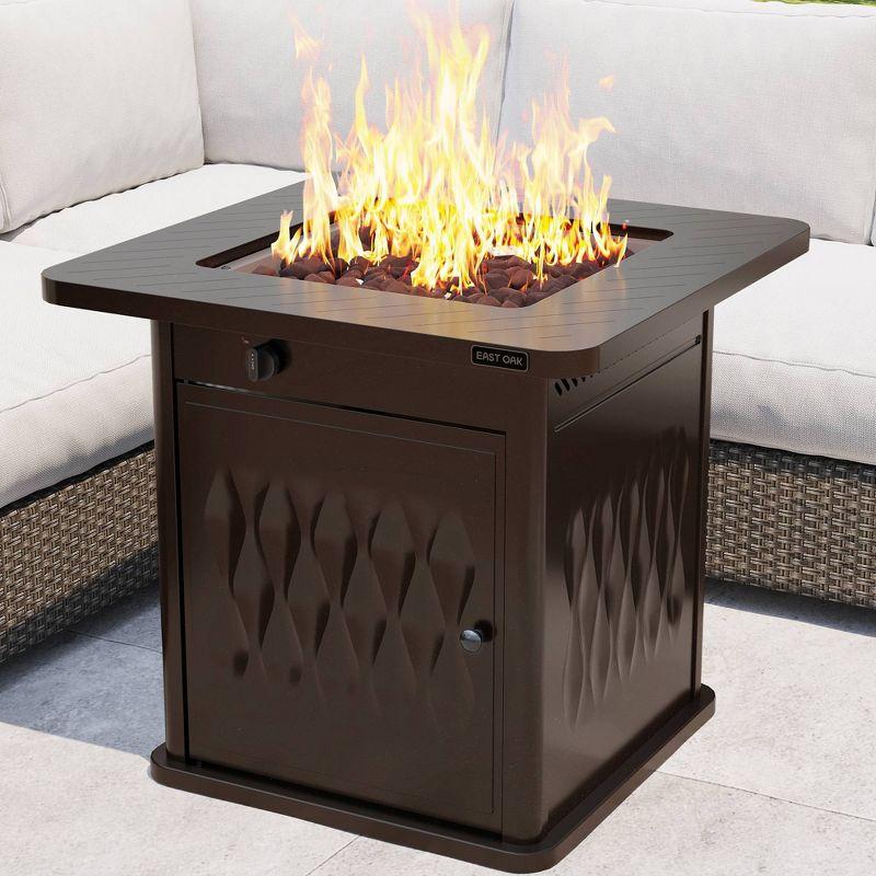 EAST OAK 25'' H Stainless Steel Propane Outdoor Fire Pit Table with Lid