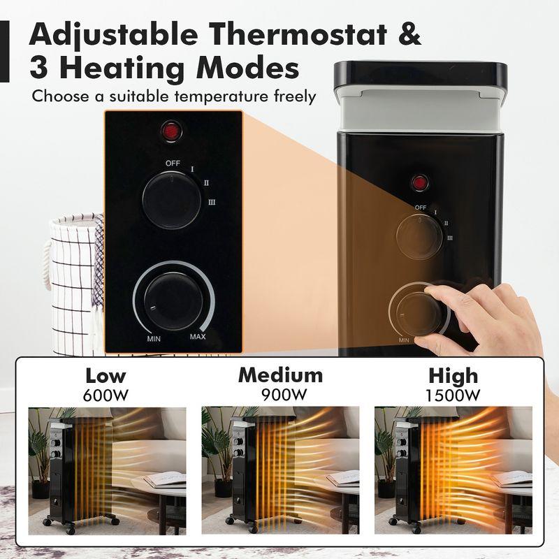 Costway 1500W Oil Filled Radiator Heater Electric Space Heater w/ Humidifier White\Black