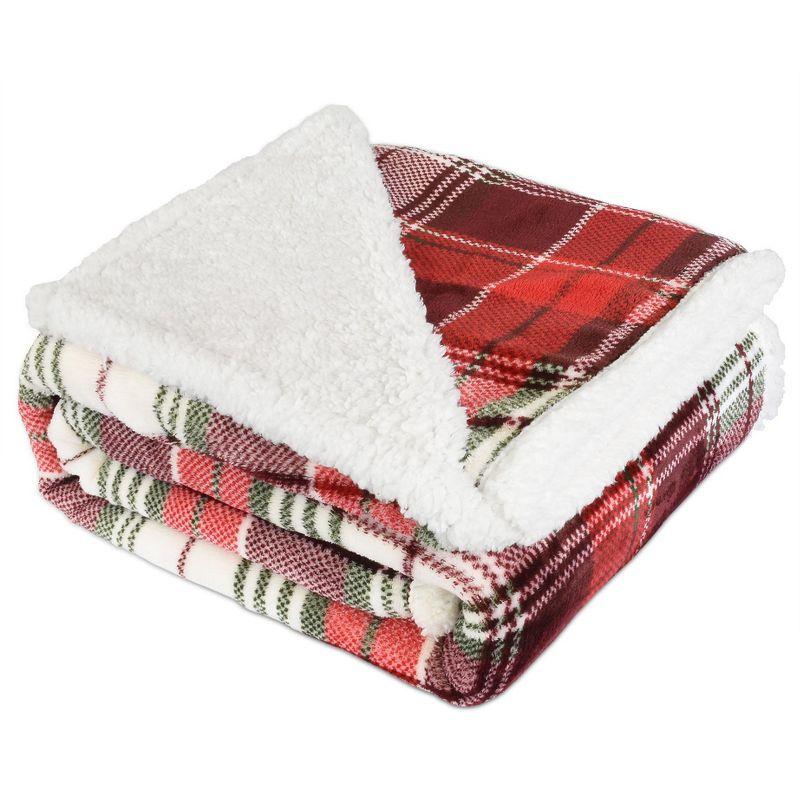 Catalonia Plaid Fleece Throw Blanket, Super Soft Warm Snuggle Christmas Holiday Throws for Couch Cabin Decro, Checkered, 50x60 inches