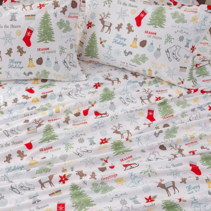 100% Cotton Holiday Flannel Sheet Set - Great Bay Home