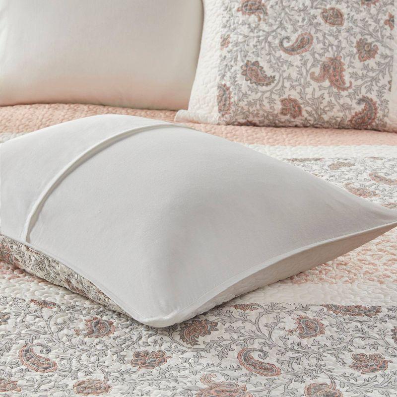 Blush Full Cotton Reversible Quilt Set with Decorative Pillows