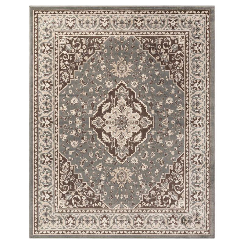 Traditional Vintage Medallion Floral Scroll Indoor Area Rug, 3'x5', Grey - Blue Nile Mills