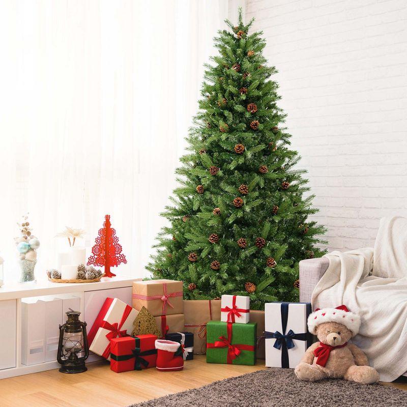 Costway 7 FT Pre-Lit Christmas Tree 3-Minute Quick Shape with Quick Power Connector Timer