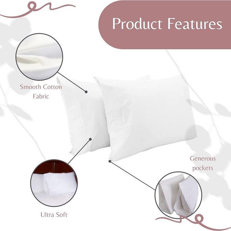 Superity Linen Queen Pillow Cases  - 2 Pack - 100% Premium Cotton - Open Enclosure - White