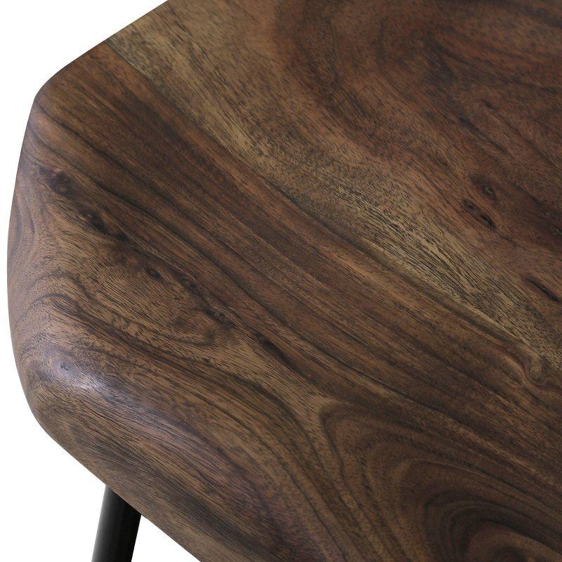 26" Gavin Sculpted Counter Height Barstool Dark Brown/Black - Stylecraft: Solid Acacia Wood, Iron Base