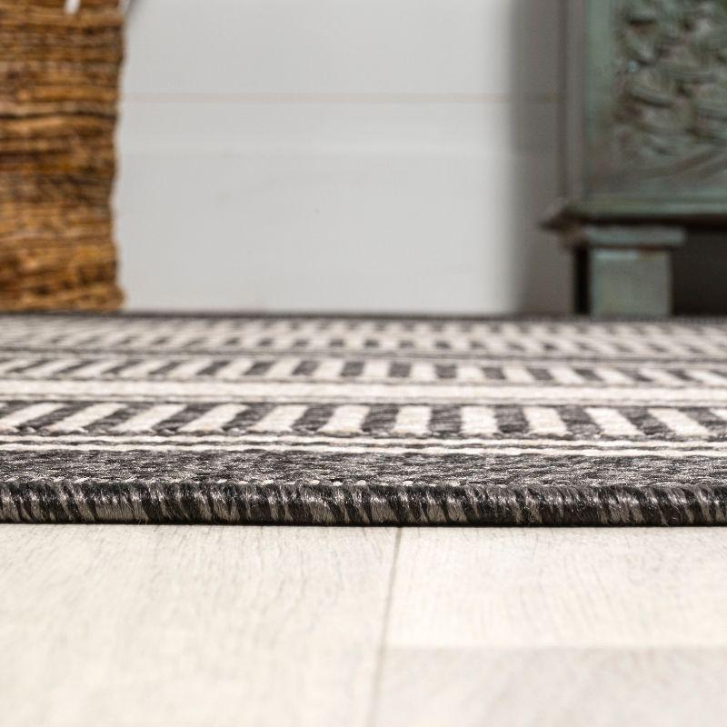 8' x 10' Haynes Modern Double Stripe Indoor/Outdoor Area Rug, Black/Cream - JONATHAN Y