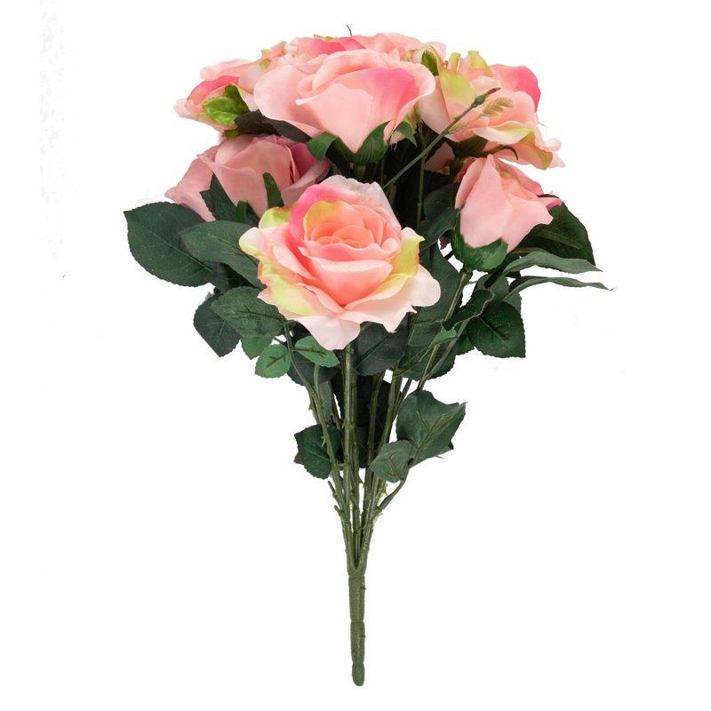 18" Pink Silk Rose Artificial Floral Arrangement