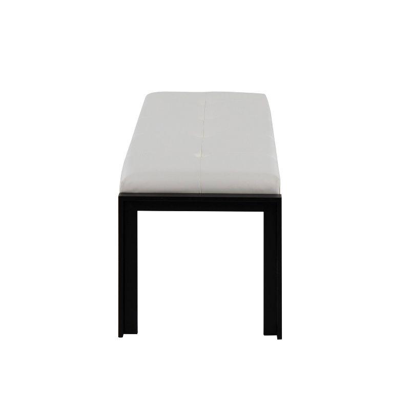 46" Fuji PU Leather/Metal Bench Black/White - LumiSource: Padded, Entryway, End of Bed