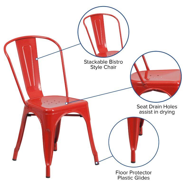 Emma Red Metal Indoor-Outdoor Stackable Dining Chair